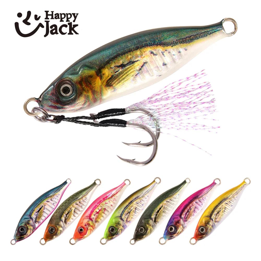 Happyjack Metal Jig 7g 10g 15g 20g 30g 3D Print Laser Slow Jig Trout Sea Fishing Bait Micro Jig Sea Fishing Bait Jigging Lure Me