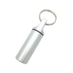 Aluminum Waterproof Pill Box Cases with Sealed Storage, Flat Head, Round Alloy Cartridge and Keychain for Vitamin Fish Oils