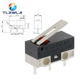 10PCS Micro Limit Switch Momentary Push Button Switch 1A 125V AC Mouse Switch 3Pins Long Handle Roller Lever Arm SPDT 12X6X6MM