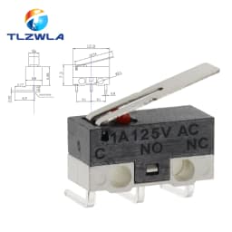 10PCS Micro Limit Switch Momentary Push Button Switch 1A 125V AC Mouse Switch 3Pins Long Handle Roller Lever Arm SPDT 12X6X6MM