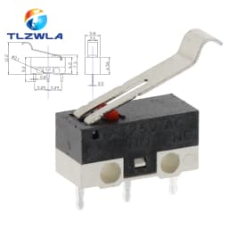 10PCS Micro Limit Switch Momentary Push Button Switch 1A 125V AC Mouse Switch 3Pins Long Handle Roller Lever Arm SPDT 12X6X6MM