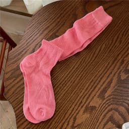1 pair of spring and summer stacked socks Korean vertical striped long tube socks versatile solid color socks