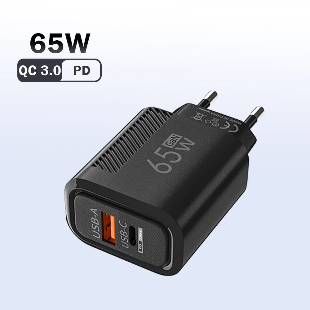 Total 65W USB GaN Charger Quick Charge Mobile Phone Adapter For iPhone Samsung Xiaomi Huawei QC3.0 USB Type C Wall Quick Charger