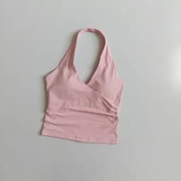 Women's Sexy V-Neck Fitness Bra Nude Sports Bra Hanging Neck Yoga Suit Vest Comfortable Breathable Gym Top for Active Wear