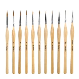 Miniature Paint Brushes Set - Premium Goat Hair Dry Brushes for Model Painting, Domed Drybrush Kit for Scale Models & Miniatures