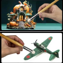 Miniature Paint Brushes Set - Premium Goat Hair Dry Brushes for Model Painting, Domed Drybrush Kit for Scale Models & Miniatures