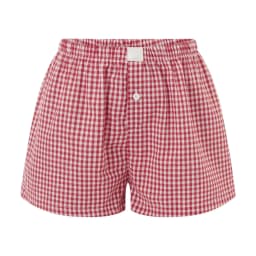 Gingham Boxer Shorts for Women Teen-girls Cute Red Gingham Check Pajamas Shorts Sleep Lounge Shorts Summer Outfit