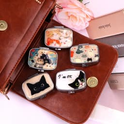 Black Cat Pill Boxes Cartoon Animal Sealed Subpackage Case Portable Travel Jewelry Box Mini Organizer Storage Medicine Case