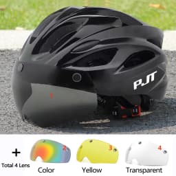 PJT Lightweight Breathable Bicycle Helmet With Magnetic Attraction Goggles Lens Bike Helmet Free Switching Adult Cycling Helmet