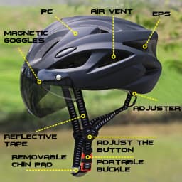 PJT Lightweight Breathable Bicycle Helmet With Magnetic Attraction Goggles Lens Bike Helmet Free Switching Adult Cycling Helmet