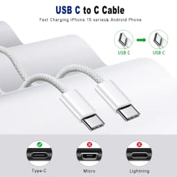 60W Type C to Type C Cable Data Line For Iphone 15 16 17 Samsung Xiaomi Fast Charging USB C to C Cable Type C Data Charger 1m2m