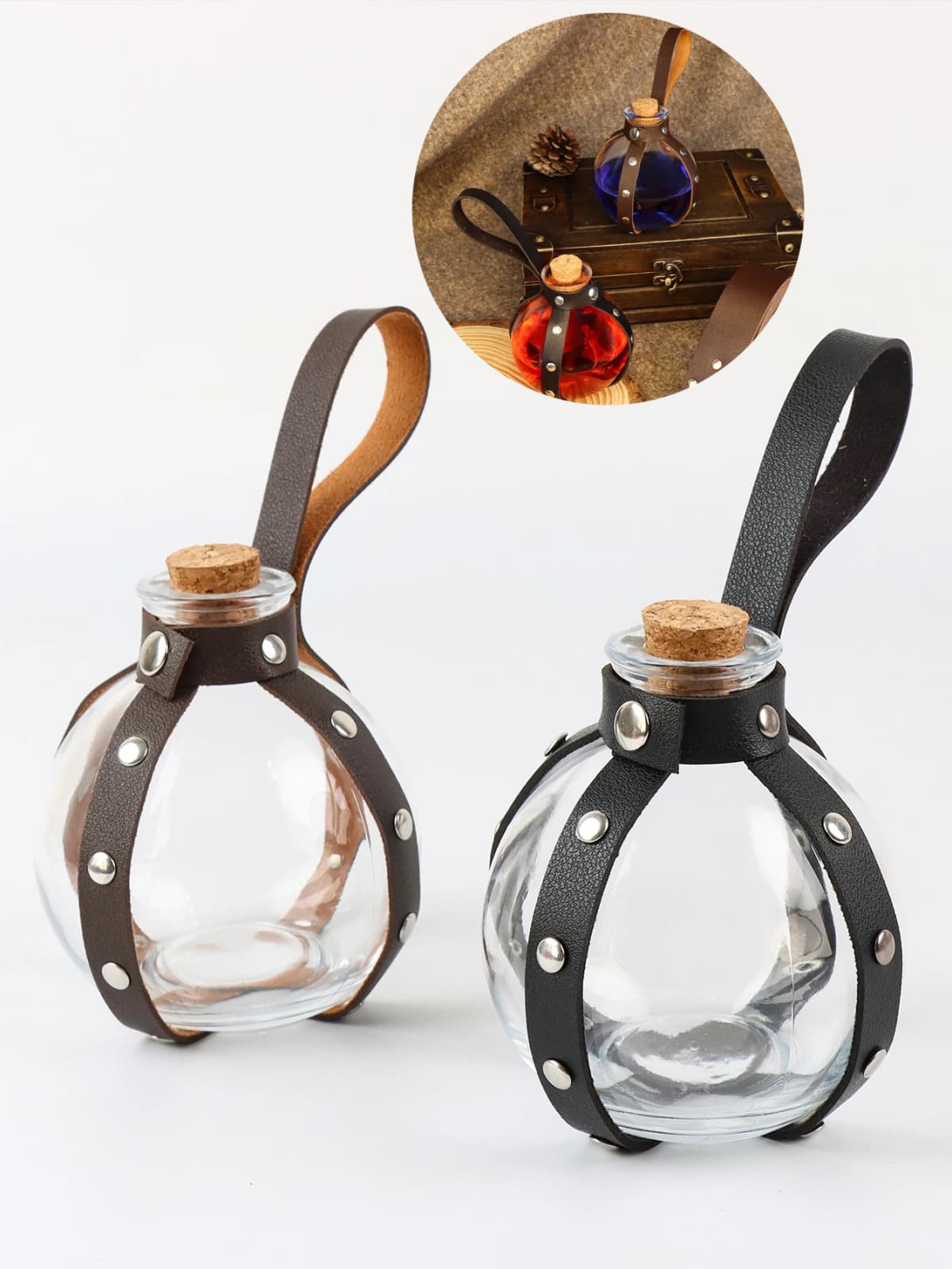 Medieval Witch Magic Potion Bottle PU Leather Leather Stand Set Belt Accessories Alchemist Role Playing Accessories