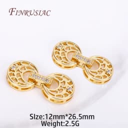 18K Gold Plated Inlaid Zircon Luxury Fastener Connector Clasps,End Beads Fastener Lock Accessories,DIY Jewellery Making Supplies