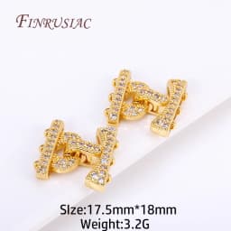 18K Gold Plated Inlaid Zircon Luxury Fastener Connector Clasps,End Beads Fastener Lock Accessories,DIY Jewellery Making Supplies