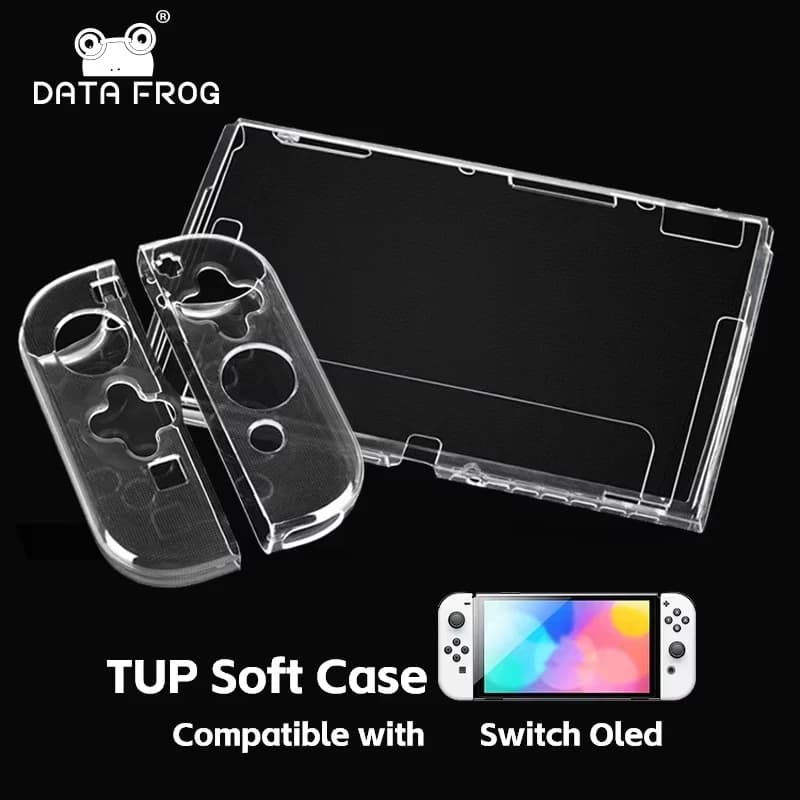 Data FrogTPU soft transparent shell protective case clear frame protector case for switch oled game console accessories