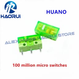 10Pcs HUANO Transparent Green Yellow Purple micro switch 90 / 100 / 120 million click lifespan computer mouse microswitch button