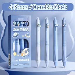 4PC Erasable Pen Neutral Pen Cartoon Sleeve Moyi Button Pen Upright Posture Thermal Eraser High Aesthetic Value Press Protection
