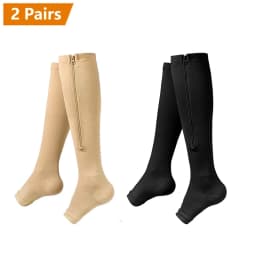 1/2/3 Pairs Compression Socks With Zipper Open Toe Calf Knee Socks Women Medical Edema Varicose Vein Care Socks Running Outdoors