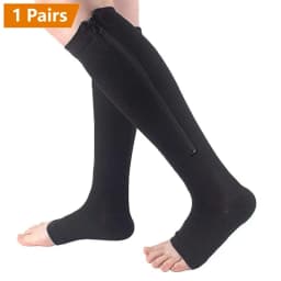 1/2/3 Pairs Compression Socks With Zipper Open Toe Calf Knee Socks Women Medical Edema Varicose Vein Care Socks Running Outdoors