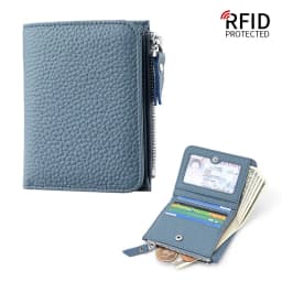 Genuine Leather Women Small Rfid Wallets with Zipper Coin Pocket Fashion Woman Short Bifold Money Purse Multi Card Holder Wallet