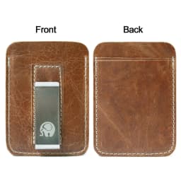 Fashion Thin Genuine Leather Money Clip Mini Wallet Men Credit Card Slot Slim Bills Metal Cash Clamp for Man Billfold Holder