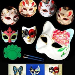 New half face cat face fox mask DIY hand drawn Japanese style anime party and ball supplies for men and women