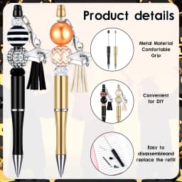 10Pcs Plastic Beadable Pens Bead Pens for DIY Making Kit for Pens Beaded Pens for Office School Kids Students Nurse