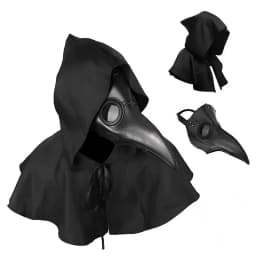 Halloween Costume Human Bird Beak Mask Plague Doctor Mask and Cape Set Role Play Costume Steampunk Photo Prop Gift
