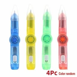 4-1Pcs LED Light Spinning Pen Fingertip Ballpoint Pens Toy Glow-in-the-dark Cool Fidget Spinner Pen for Kid Decompression Toys