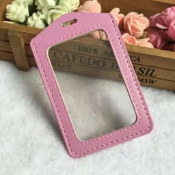 Id Pu Leather Card Holders Badge Case Clear With Color Border And Lanyard Holes Men Women Business Card Holder