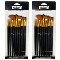 12/24pcs Professional Artist Painting Brush Oil Painting Watercolor Set For Oil, Acrylic, Canvas, Gouache,Includes Fine Detail