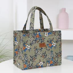 New Style Nylon Printing Thickened Large Capacity Handbag, Work Portable Zipper Semi-Closed Lunch Box Storage Bag, Bento Bag
