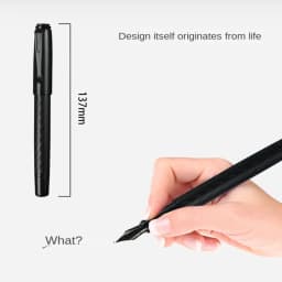 Titanium Nib Black Samurai Fountain Pen Refillable 0.5mm Nib Smooth Ink Pens Tree Texture Metal Fountain Pen Writing Supplies