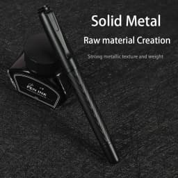 Titanium Nib Black Samurai Fountain Pen Refillable 0.5mm Nib Smooth Ink Pens Tree Texture Metal Fountain Pen Writing Supplies