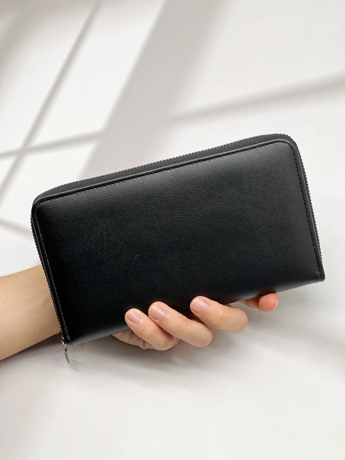 Fashion Simple Black Long Wallet Commuting Out Multi Card Position Large Capacity Portable Cell Phone Wallet