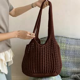 Women Crochet Tote Bag Hollow Beach Bag Large Capacity Fashion Knitted Bag Solid Color Simple Shopping Bag for Travel Vacation