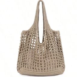 Women Crochet Tote Bag Hollow Beach Bag Large Capacity Fashion Knitted Bag Solid Color Simple Shopping Bag for Travel Vacation