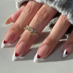 24pcs/set short square fake nails for women cute bride heart white french tips faux ongles y2k press on false nail supplies