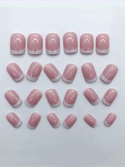 24pcs/set short square fake nails for women cute bride heart white french tips faux ongles y2k press on false nail supplies