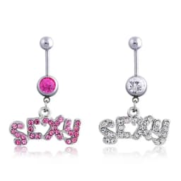 Fashion Personality SEXY Letter Belly Button Ring Sexy Pendant Stainless Steel Navel Nail Women Body Piercing Club Party Jewelry
