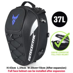 MOTOCENTRIC Waterproof Motorcycle Tail Bag Multi-functional Durable Rear Seat Bag 37L High Capacity Rider Helmet Backpack
