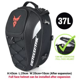 MOTOCENTRIC Waterproof Motorcycle Tail Bag Multi-functional Durable Rear Seat Bag 37L High Capacity Rider Helmet Backpack