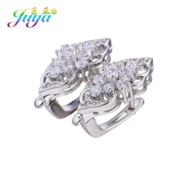 Juya DIY Fine Jewelry Material Supplies Handmade Earwire Gold/Silver Color Earring Hooks Accessories For Luxury Earrings Making