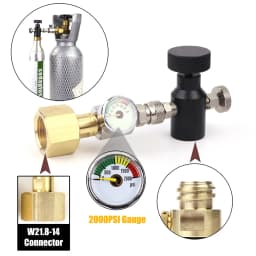 Soda Co2 Cylinder (TR21-4 Thread Type) Refill Adaptor With Gauge Kit Fit SodaStream Blue Cylinder W21.8-14 G3/4 CGA320 Connector