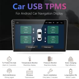 Srnubi Android TPMS for Car Radio DVD Player Tire Pressure Alarm Monitoring System Spare Tyre Internal External Sensor USB TMPS