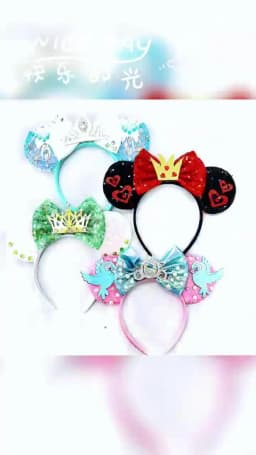New Chic Mickey Mouse Ears Headband Big Beautiful Bow Sequins Hairband Women Birthday Gift Girls Kids Party Hair Accessorie