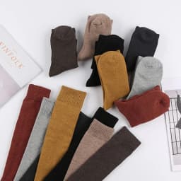 5 Pairs Of Winter Women's Warm Socks Solid Color Breathable And Thickened Knee Length Socks Harajuku Casual Cotton Socks