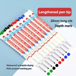 10Pcs/Set 20mm Deep Hole Long Nib Head Markers For Metal Perforating Pen Waterproof Bathroom Woodworking Decoration Pen
