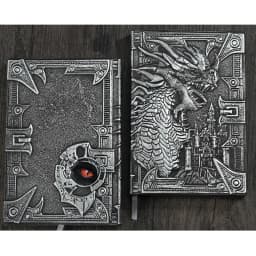A5 Notebook,Dragon Embossed Retro Hardcover Leather Cover,100 Sheets/Book,Horizontal Line Inside Office Learning Diary QP-04