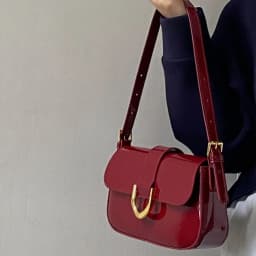 Classic PU Leather Horseshoe Buckle Casual Crossbody Bag Soild Color Small Shoulder Bag with Zipper Closure Women Clutch Purse